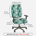 2-Piece Christmas Snowman Pine Tree Snowflake Holiday Winter  Computer Chair Cover Set, Seat and Backrest