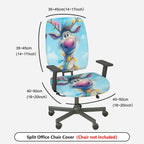 2-Piece Christmas Reindeer Blue Holiday Fun  Computer Chair Cover Set, Seat and Backrest