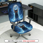 2-Piece Halloween Moon Cat Lightning Sky  Computer Chair Cover Set, Seat and Backrest