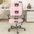 2-Piece Cute Bear Pink Fun Sweet Home  Computer Chair Cover Set, Seat and Backrest
