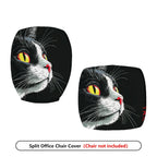 2-Piece Black Cat Animal Graphic Art Fun Fashion Halloween  Computer Chair Cover Set, Seat and Backrest