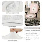2-Piece Cute Dog Heart Pink Print  Computer Chair Cover Set, Seat and Backrest