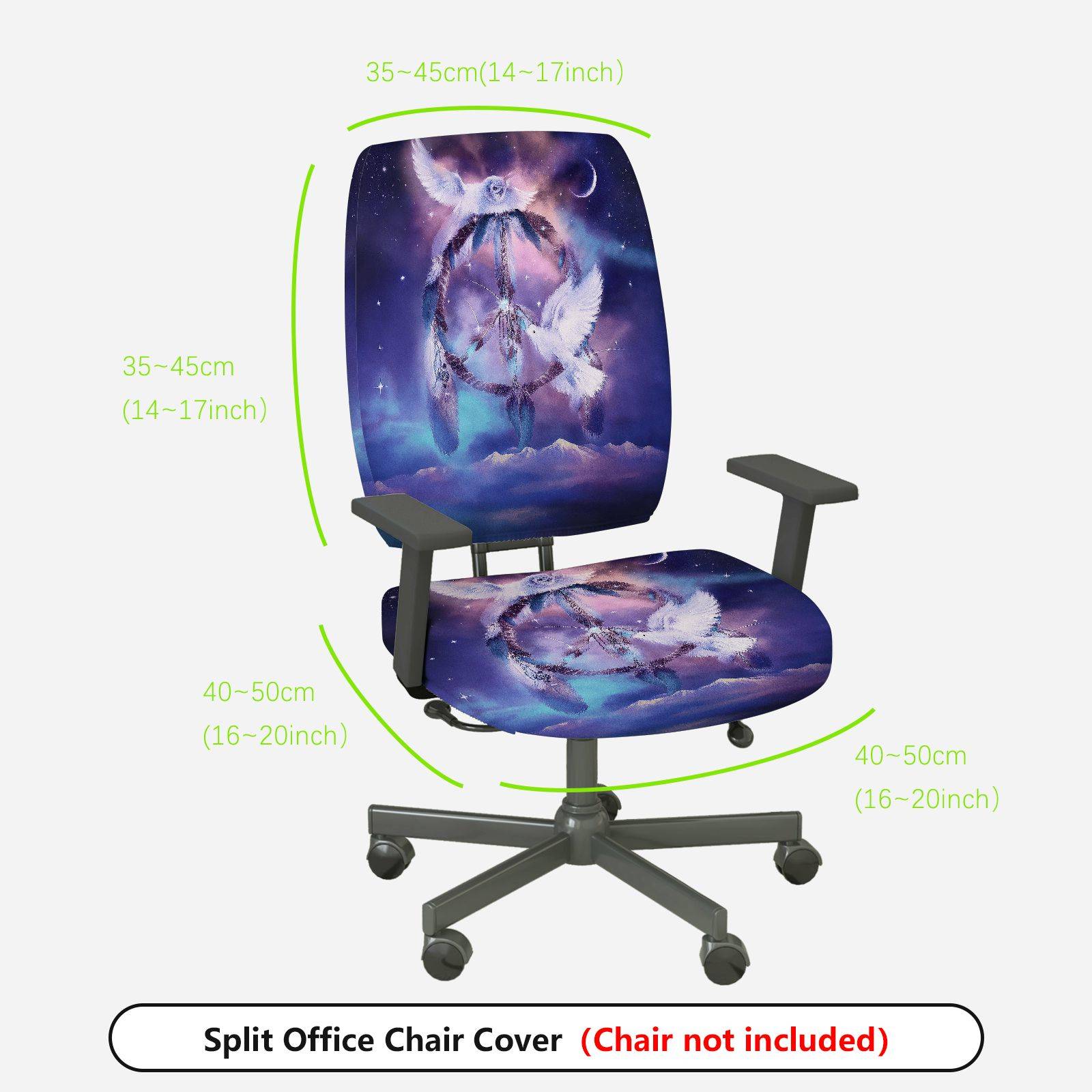 2-Piece Dreamcatcher Moon Stars Dove Peaceful  Computer Chair Cover Set, Seat and Backrest