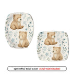 2-Piece Cute Bear Floral Nature Decorative  Computer Chair Cover Set, Seat and Backrest