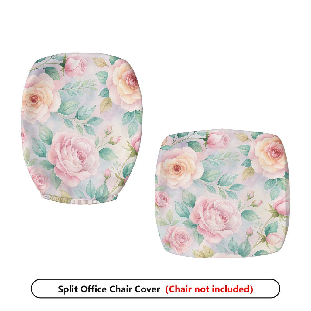 2-Piece Floral Romantic Pastel Elegant Delicate  Computer Chair Cover Set, Seat and Backrest