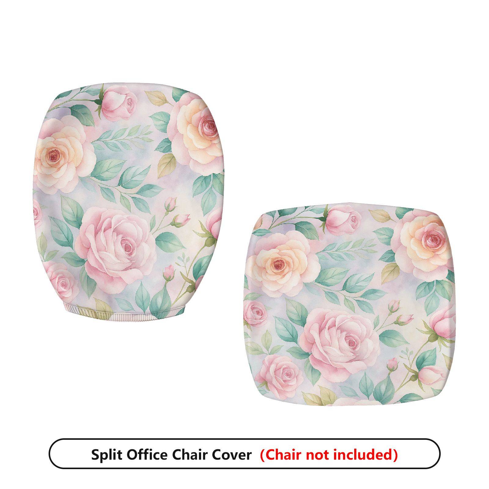 2-Piece Floral Romantic Pastel Elegant Delicate  Computer Chair Cover Set, Seat and Backrest