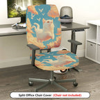 2-Piece Cute Cat Sky Clouds Birds  Computer Chair Cover Set, Seat and Backrest