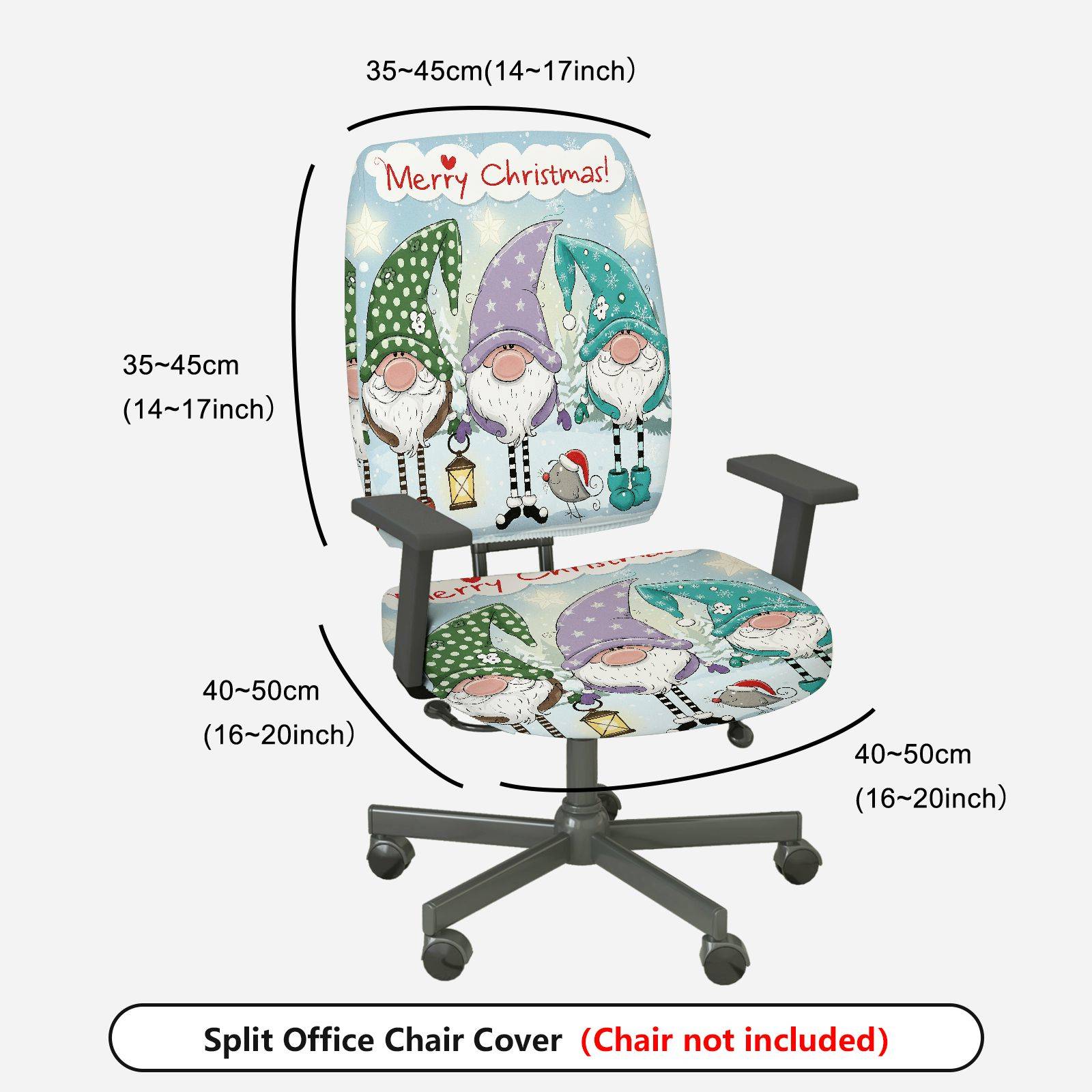 2-Piece Christmas Gnomes Snowflakes Santa Stars Lanterns  Computer Chair Cover Set, Seat and Backrest