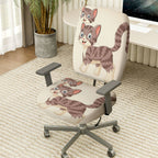 2-Piece Cute Cat Pattern Animal  Computer Chair Cover Set, Seat and Backrest