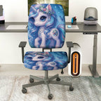2-Piece Magical Unicorn Fantasy Butterfly Flower Glitter  Computer Chair Cover Set, Seat and Backrest
