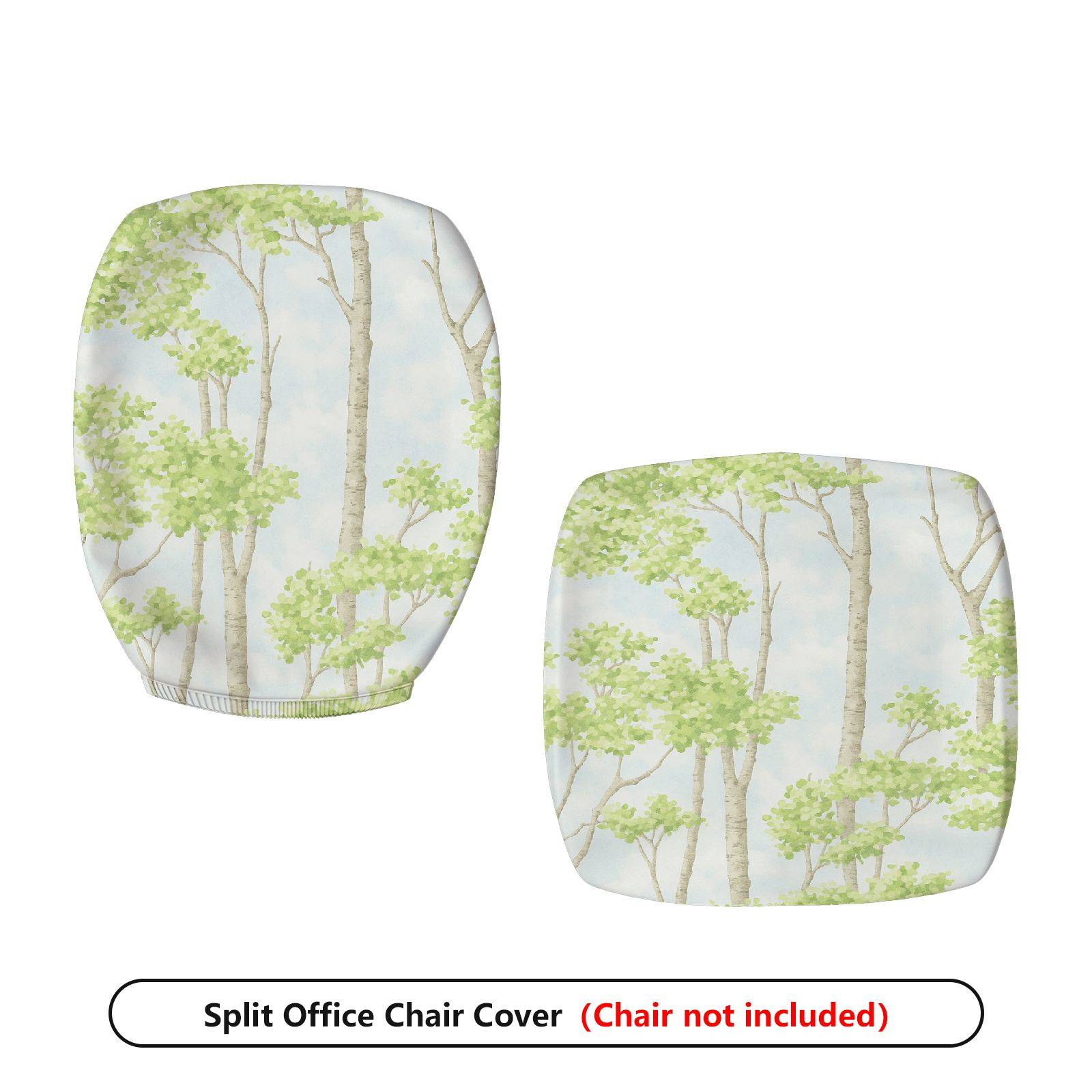 2-Piece Tree Sky Forest Green Nature  Computer Chair Cover Set, Seat and Backrest