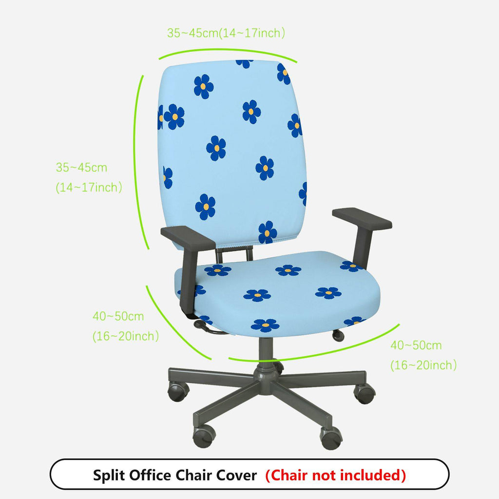 2-Piece Blue Flower Pattern Decorative  Computer Chair Cover Set, Seat and Backrest