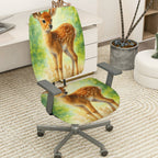 2-Piece Deer Forest Nature Art Animal Wildlife  Computer Chair Cover Set, Seat and Backrest