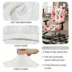 2-Piece Cute Valentine Dog Heart Love Romantic  Computer Chair Cover Set, Seat and Backrest