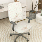 2-Piece Cute Animal Floral Pattern  Computer Chair Cover Set, Seat and Backrest