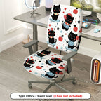 2-Piece Cute Cat Apple Heart Star  Computer Chair Cover Set, Seat and Backrest