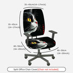 2-Piece Black Cat Animal Graphic Art Fun Fashion Halloween  Computer Chair Cover Set, Seat and Backrest