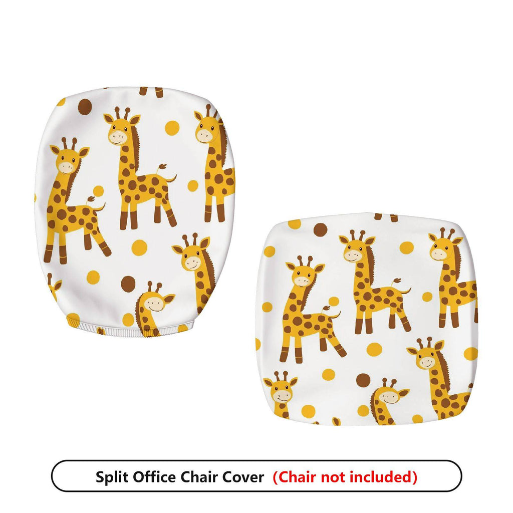2-Piece Cute Giraffe Print Yellow Spot  Computer Chair Cover Set, Seat and Backrest