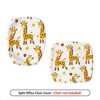 2-Piece Cute Giraffe Print Yellow Spot  Computer Chair Cover Set, Seat and Backrest