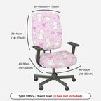 2-Piece Pink Cat Rainbow Bow Star  Computer Chair Cover Set, Seat and Backrest