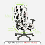 2-Piece Black cat bow paw print  Computer Chair Cover Set, Seat and Backrest