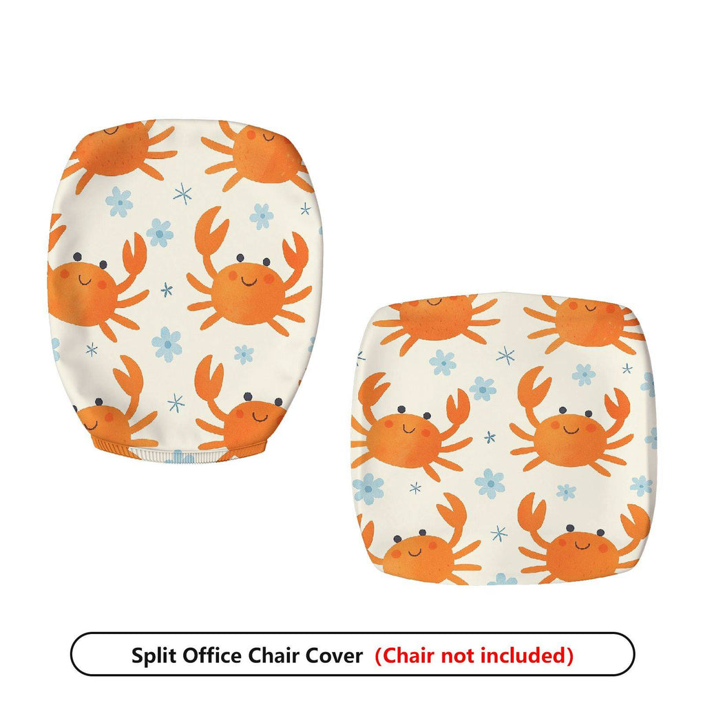 2-Piece Cute Crab Pattern  Computer Chair Cover Set, Seat and Backrest