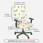 2-Piece Dog Strawberry Carrot Bow  Computer Chair Cover Set, Seat and Backrest