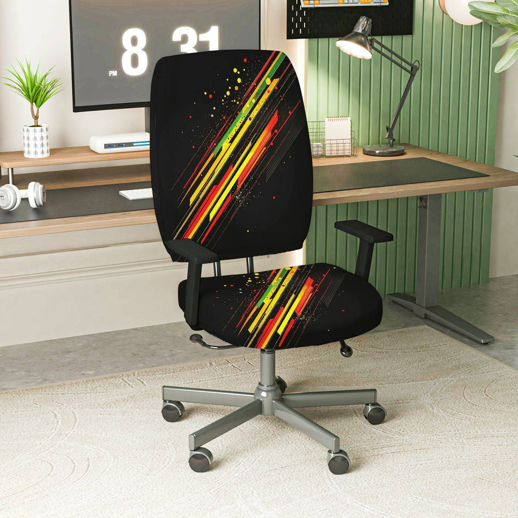 2-Piece Abstract Colorful Art Modern Urban Vibrant  Computer Chair Cover Set, Seat and Backrest