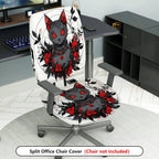 2-Piece Gothic Cat Floral Artistic Red Black  Computer Chair Cover Set, Seat and Backrest