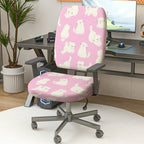 2-Piece Pink Cat Pattern Cute Decorative  Computer Chair Cover Set, Seat and Backrest
