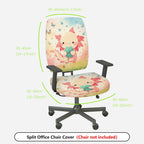 2-Piece Cute Axolotl Clover Flowers Butterflies  Computer Chair Cover Set, Seat and Backrest