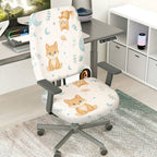 2-Piece Cute Animal Moon Star Floral  Computer Chair Cover Set, Seat and Backrest