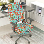 2-Piece Christmas Dog Candy Snowflake Tree  Computer Chair Cover Set, Seat and Backrest