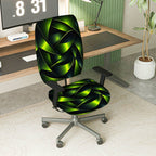 2-Piece Abstract Geometric Green Swirl Modern Decorative  Computer Chair Cover Set, Seat and Backrest