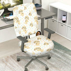 2-Piece Cute Dog Pattern Dotted Puppy Decorative  Computer Chair Cover Set, Seat and Backrest