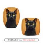 2-Piece Black cat animal portrait art stylish  Computer Chair Cover Set, Seat and Backrest