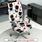 2-Piece Cute Cat Apple Heart Star  Computer Chair Cover Set, Seat and Backrest