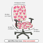2-Piece Pink Butterfly Floral Cute  Computer Chair Cover Set, Seat and Backrest