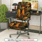 2-Piece Christmas Pinecone Berry Leaf Holiday  Computer Chair Cover Set, Seat and Backrest