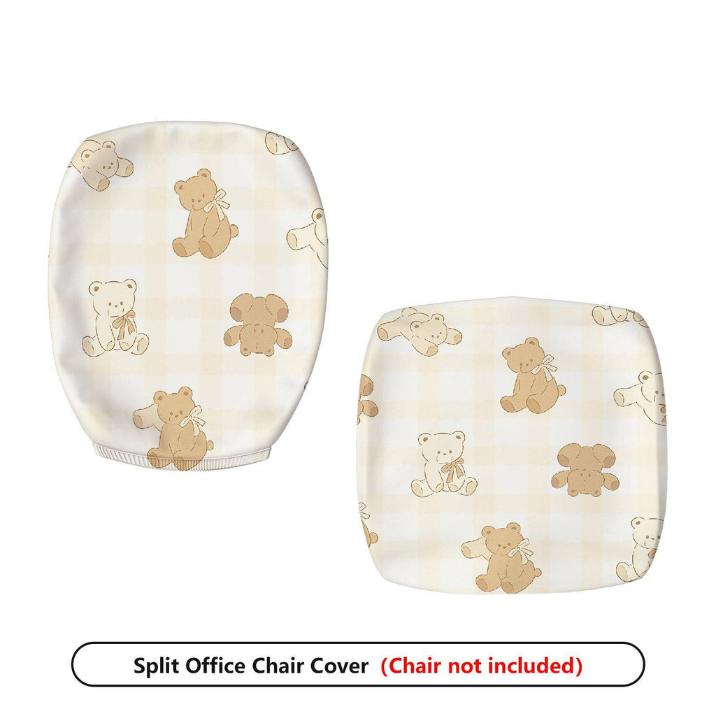 2-Piece Cute Bear Pattern Cozy Stylish Fun  Computer Chair Cover Set, Seat and Backrest