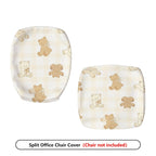 2-Piece Cute Bear Pattern Cozy Stylish Fun  Computer Chair Cover Set, Seat and Backrest