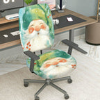 2-Piece Christmas Winter Santa Claus Snowflakes Festive Decorative  Computer Chair Cover Set, Seat and Backrest
