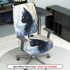 2-Piece Black Cat Gothic Mysterious Art Halloween  Computer Chair Cover Set, Seat and Backrest