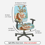 2-Piece Christmas Reindeer Snowy Forest Holiday Decorative  Computer Chair Cover Set, Seat and Backrest