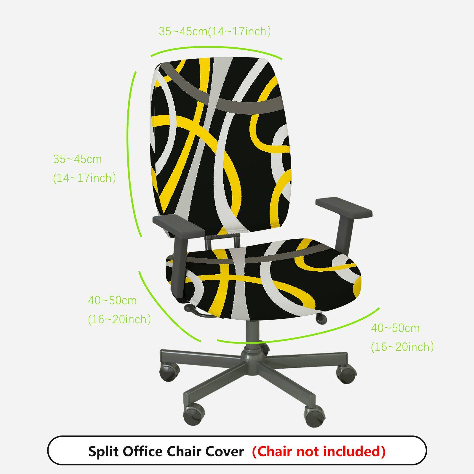 2-Piece Abstract Modern Geometric Pattern Artistic Design  Computer Chair Cover Set, Seat and Backrest