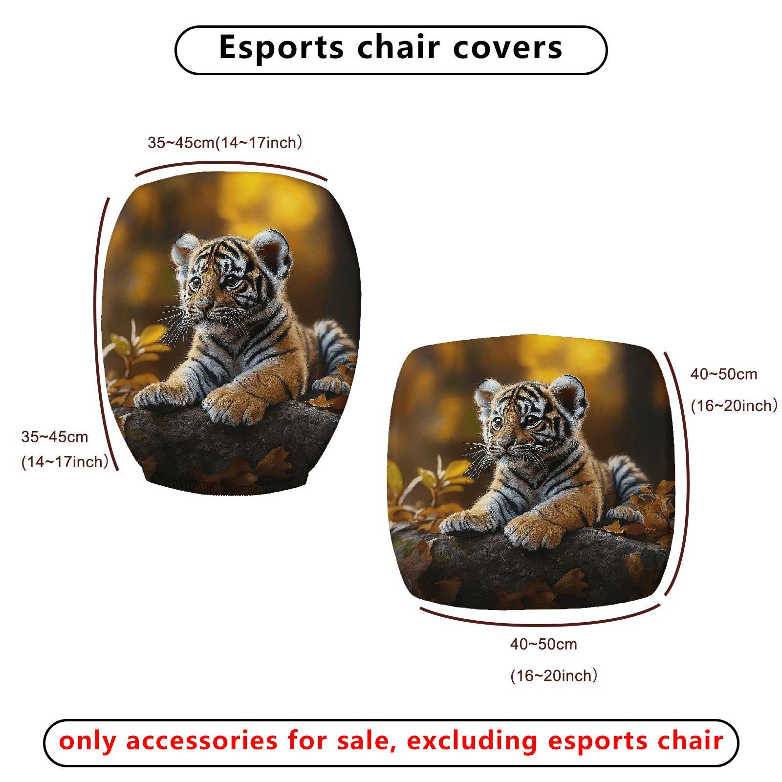 2-Piece Adorable Tiger Artistic Autumn Nature  Computer Chair Cover Set, Seat and Backrest
