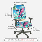2-Piece Fantasy Cat Beach Wing Vibrant Diamond  Computer Chair Cover Set, Seat and Backrest