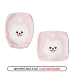 2-Piece Cute Dog Pattern Heart Pink  Computer Chair Cover Set, Seat and Backrest