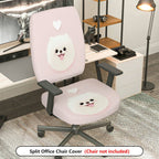 2-Piece Cute Dog Heart Pink Adorable Fun  Computer Chair Cover Set, Seat and Backrest