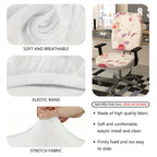 2-Piece Floral Pattern Rose Pink Purple Decorative  Computer Chair Cover Set, Seat and Backrest